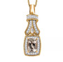 turkizite and white zircon halo pendant necklace in 18k yellow gold over sterling silver