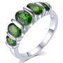 full view of black garnet five stone band ring in rhodium over sterling silver