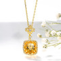 full view of citrine and white zircon pendant necklace in rhodium over sterling silver