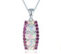 ethiopian opal and rhodolite garnet pendant necklace in rhodium over sterling silver