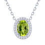 amethyst and white zircon halo necklace in rhodium over sterling silver
