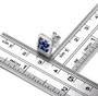 blue sapphire and white zircon halo stud earrings in rhodium over sterling silver shown for size comparison