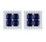 blue sapphire and white zircon halo stud earrings in rhodium over sterling silver