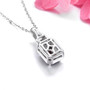 back view of garnet and white zircon pendant necklace in rhodium over sterling silver