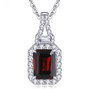 garnet and white zircon pendant necklace in rhodium over sterling silver