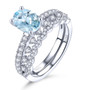 aquamarine and white zircon 2 ring set in rhodium over sterling silver