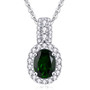 garnet and white zircon halo pendant necklace in rhodium over sterling silver