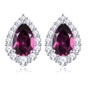 aquamarine and white zircon halo stud earrings in rhodium over sterling silver