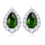aquamarine and white zircon halo stud earrings in rhodium over sterling silver