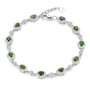 tanzanite and white zircon halo adjustable bracelet in rhodium over sterling silver
