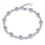 tanzanite and white zircon halo adjustable bracelet in rhodium over sterling silver