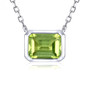 bezel set emerald cut peridot necklace in rhodium over sterling silver