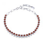 round garnet adjustable paperclip bracelet in rhodium over sterling silver