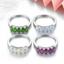 full view of ethiopian opal five stone band ring in rhodium over sterling silver
