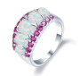ethiopian opal and rhodolite garnet ring in rhodium over sterling silver