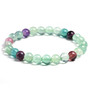 full view of round natural multi color fluorite beaded stretch bracelet 6 8 or 10mm