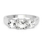 front view of crystal quartz round trilogy ring in rhodium over sterling silver
