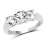 crystal quartz round trilogy ring in rhodium over sterling silver
