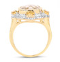 side view of rutilated quartz and citrine ring in 14k yellow gold over sterling silver