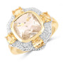 rutilated quartz and citrine ring in 14k yellow gold over sterling silver