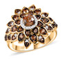 andalusite and moissanite cluster ring in 18k yellow gold over sterling silver