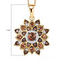 andalusite and moissanite cluster pendant necklace in 18k yellow gold over sterling silver shown for size comparison