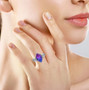 quartz triplet and white zircon ring in rhodium over sterling silver worn on a hand