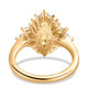 back view of marqise heliodor and moissanite halo ring in 18k yellow gold over sterling silver