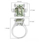 prasiolite and white zircon ring in rhodium over sterling silver shown for size comparison