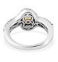 back view of spessartine garnet black spinel and white zircon ring in rhodium over sterling silver