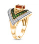 side view of spessartine garnet multi gemstone eye ring in 18k yellow gold over sterling silver