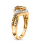 side view of heliodor yellow sapphire and moissanite ring in 18k yellow gold over sterling silver