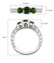 chrome diopside and white zircon trilogy ring in rhodium over sterling silver shown for size comparison