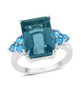 blue fluorite and neon apatite ring in rhodium over sterling silver