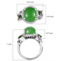 green jade and multi gemstone halo ring in rhodium over sterling silver shown for size comparison