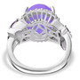 full view of purple jade and multi gemstone halo ring in rhodium over sterling silver