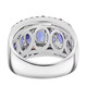 back view of tanzanite and multi color sapphire cluster ring in rhodium over sterling silver