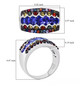 tanzanite and multi color sapphire cluster ring in rhodium over sterling silver shown for size comparison
