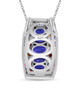 back view of tanzanite and multi color sapphire pendant necklace in rhodium over sterling silver