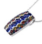 side view of tanzanite and multi color sapphire pendant necklace in rhodium over sterling silver