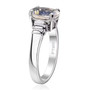 side view of rainbow moonstone and diamond ring in solid 950 platinum
