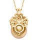back view of golden south sea pearl and diamond pendant necklace in 18k yellow gold over sterling silver