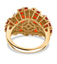 back view of fire opal and moissanite cluster flower ring in 18k yellow gold over sterling silver
