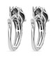 back view of dragon head hoops with black spinel and chrome diopside in black and white rhodium over sterling silver