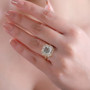 turkizite and diamond halo latticework ring in 10k yellow gold ring on hand model