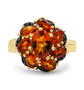 front view of madeira citrine and black spinel cluster ring in 18k yellow gold over sterling silver