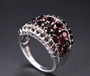 Round Garnet Cluster Ring in Rhodium over Sterling Silver 5.5ctw