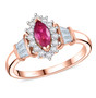 pink sapphire and white zircon marquise halo ring in 18k rose gold over sterling silver
