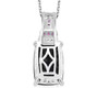 back view of black jade pink sapphire and white zircon pendant necklace in rhodium over sterling silver