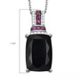 black jade pink sapphire and white zircon pendant necklace in rhodium over sterling silver shown for size comparison